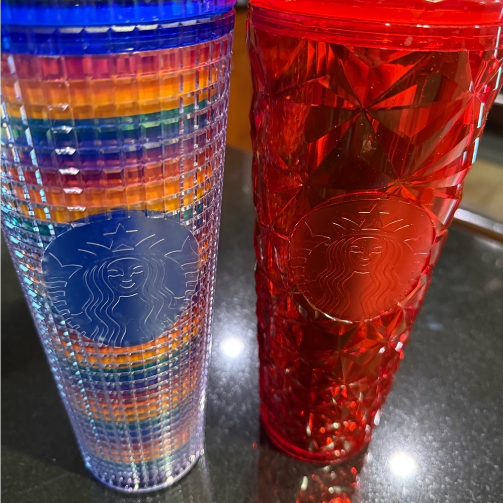 Disney /Starbucks Mickey Mouse Rainbow Pride and crystal red Tumblers